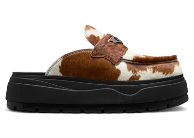 Pre-owned Jordan Mule Cow Print (women's) Sneakers In Black/baroque Brown/metallic Silver