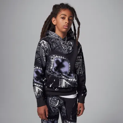 Jordan Mvp Big Kids' Fleece Printed Pullover Hoodie In Off Noir