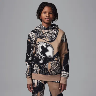 Jordan Mvp Big Kids' Fleece Printed Pullover Hoodie In Brown