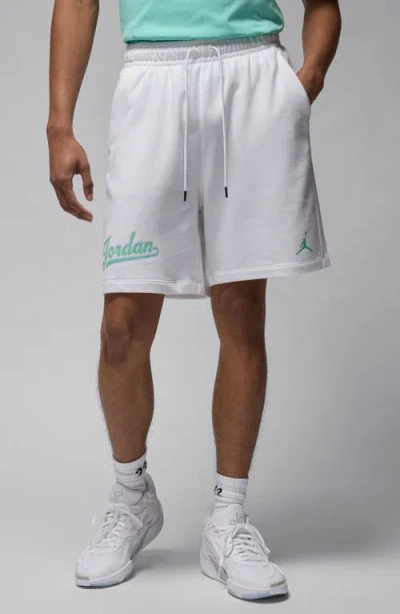 Jordan Men's  Flight Mvp Fleece Shorts In White/emerald Rise
