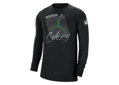 Pre-owned Jordan Nba Boston Celtics Courtside Statement Loose Fit T-shirt In Black