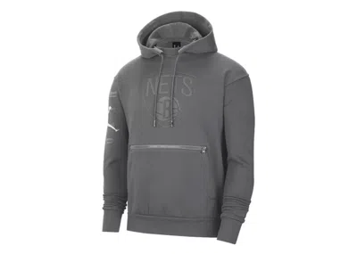 Pre-owned Jordan Nba Brooklyn Nets Courtside Statement Hoodie In Grey In Gray