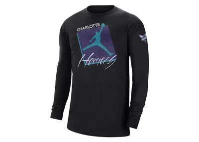 Pre-owned Jordan Nba Charlotte Hornets Courtside Statement Edition Max 90 T-shirt In Black