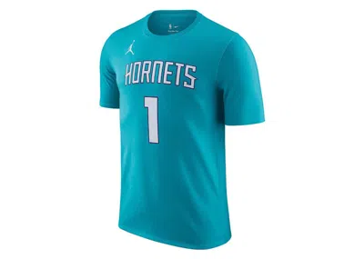 Pre-owned Jordan Nba Charlotte Hornets Lamelo Ball N&n Icon T-shirt In Teal/white