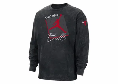 Pre-owned Jordan Nba Chicago Bulls Courtside Statement Edittion T-shirt In Black