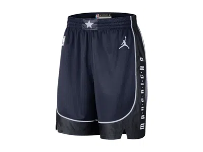 Pre-owned Jordan Nba Dallas Mavericks Statement Edition Swingman Drifit Shorts In Navy Blue/white