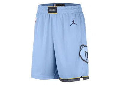Pre-owned Jordan Nba Memphis Grizzlies Statement Edition Swingman Drifit Shorts In Light Blue/dark Blue In Multi