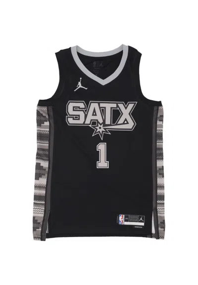 Jordan Nba Men's Basketball Tank Top Nba Statement Edition 2022 Dri-fit Swingman Jersey No 1 Victor Wembanyama In Black/fit Silver
