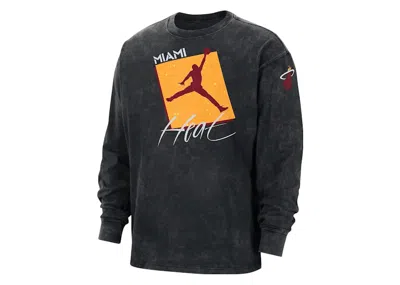 Pre-owned Jordan Nba Miami Heat Courtside Statement Longsleeve T-shirt In Black