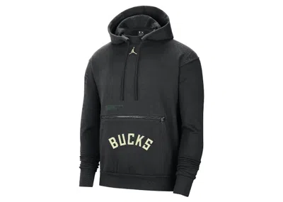 Pre-owned Jordan Nba Milwaukee Bucks Courtside Statement Edition Fleece Hoodie In Black