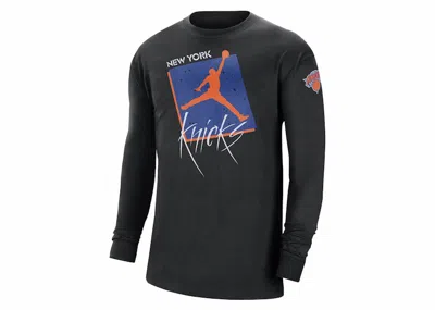 Pre-owned Jordan Nba New York Knicks Courtside Statement Loose Fit T-shirt In Black