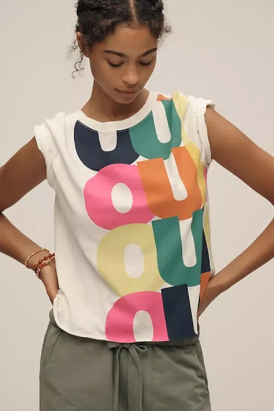Jordan Nickson X Anthropologie Oui Oui Oui Graphic Tee In White
