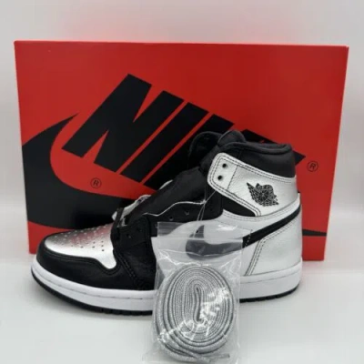 Pre-owned Jordan Nike Air  1 High Silver Toe Women's Cd0461-001 Size 12 Brand Ships Now