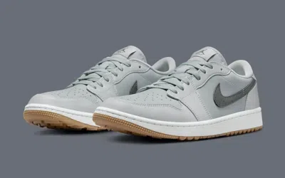 Pre-owned Jordan Nike Air  1 Low "wolf Grey/white/gum Medium Brown/iron" Men's Golf Shoe In Wolf Grey/white/gum Medium Brown/iron Grey