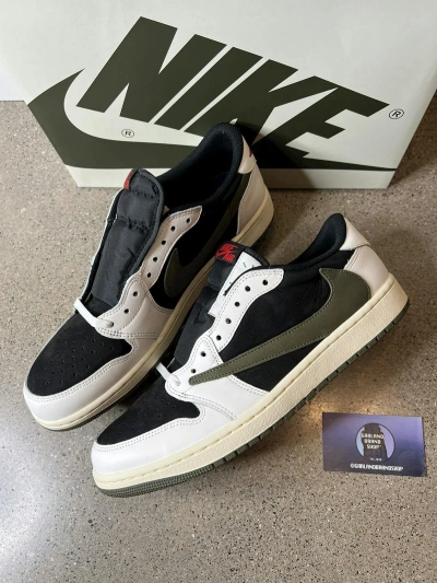 Pre-owned Jordan Nike Air Jordan 1 Low X Travis Scott Olive (w) Shoes In Green