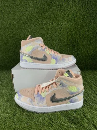 Pre-owned Jordan Nike Air  1 Mid Pherspective Size 9.5w / 8m Cw6008–600 Pink Multi In Purple