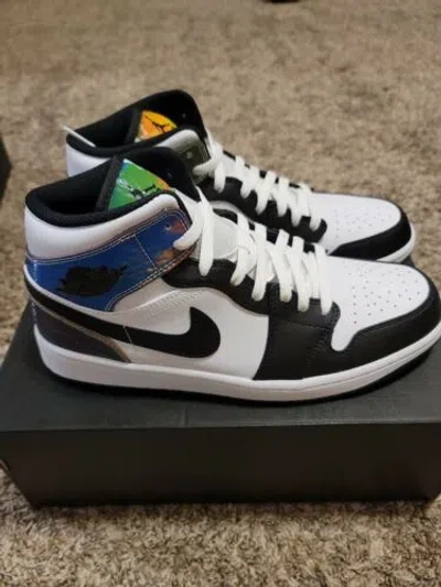 Pre-owned Jordan Nike Air  1 Mid Se 'heat Reactive' White Black Dm7802-100 Men's Sizes 10.5