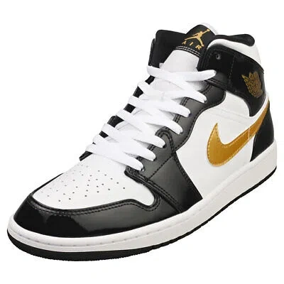 Pre-owned Jordan Nike Air  1 Mid Se Mens Black White Fashion Sneakers - 11.5 Us