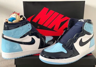Pre-owned Jordan Nike Air  1 Retro Hi Og 2019 Blue Chill Unc 10-12w Patent Travis Olive In Green