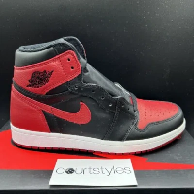 Pre-owned Jordan Nike Air  1 Retro High Og "bred Banned" Black-var Red [555088-001]