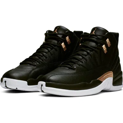 Jordan Nike Air  12 Retro High Top Sneaker In Black/metallic Gold/white