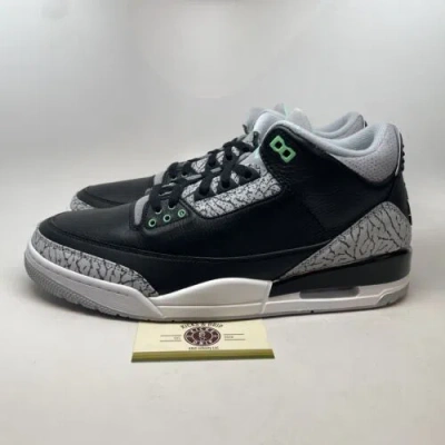 Pre-owned Jordan Nike Air  3 Iii Retro “green Glow” Black/cement Grey Size 12