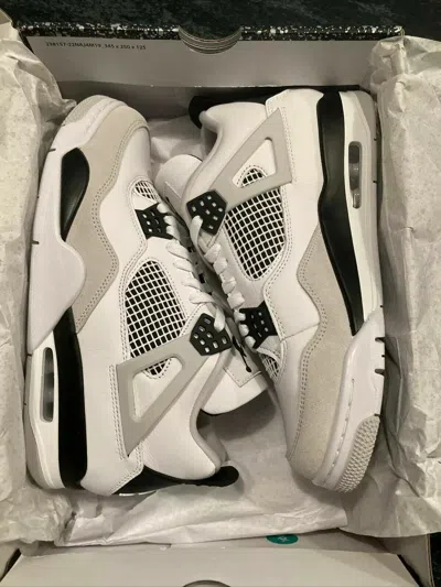 Pre-owned Jordan Nike Air  4 Iv Retro Military Black 4-14 White Neutral Grey Dh6927-111