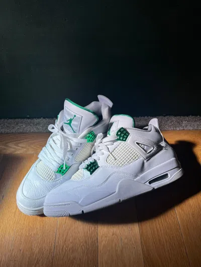 Pre-owned Jordan Nike Air Jordan 4 Retro ‘green Metallic' Shoes In White
