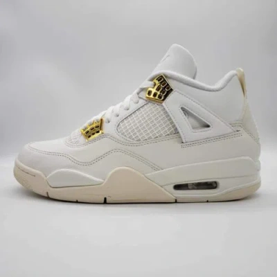 Pre-owned Jordan Nike Air  4 Retro Metallic Gold Size Womens 10 / Mens 8.5 Aq9129-170 In White