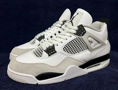 Pre-owned Jordan Nike Air Jordan 4 Retro “military Black” Size 10 Shoes In White