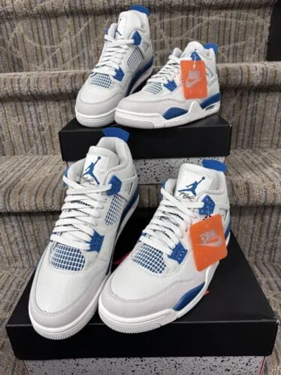 Pre-owned Jordan Nike Air  4 Retro Military Industrial Blue Fv5029-141 Size 13 M/ 14.5w In White
