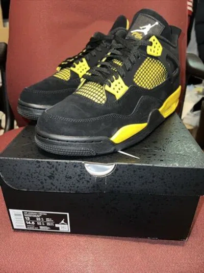 Pre-owned Jordan Nike Air  4 Retro Shoes Thunder Black Yellow Dh6927-017 Men's ????