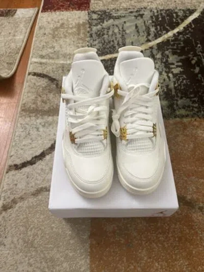 Pre-owned Jordan ? Nike Air  4 Retro White Metallic Gold Women Size 10 In Hand ✅