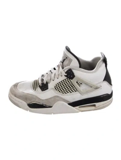 Pre-owned Jordan Kids' Nike Air  4 Sneakers In The "military Black" Colorway In White