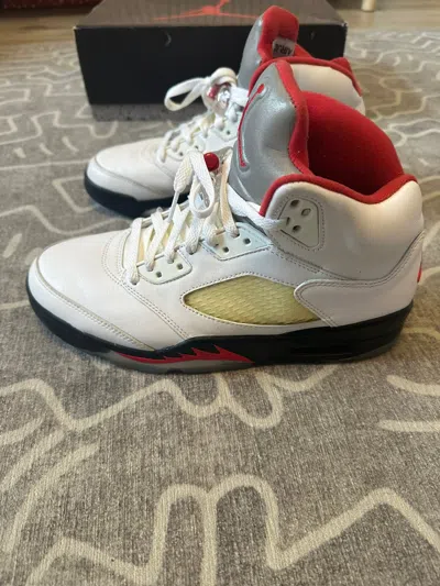 Pre-owned Jordan Nike Air Jordan 5 Retro True White Fire Red Shoes