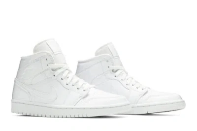 Pre-owned Jordan Nike Air  Wmns Air  1 Mid Patent Triple White Bq6472-111 In White/white-white