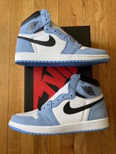 Pre-owned Jordan Nike Air 1 Retro High White University Blue Black -size 10 New 555088-134