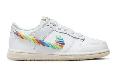 Pre-owned Jordan Nike Dunk Low Se Rainbow Lace Swoosh White (ps) In White/multi-color/dark Pony