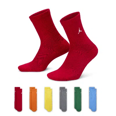 Jordan Nike Everyday Essentials Big Kids' Crew Socks (6 Pairs) In Orange