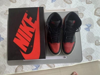 Pre-owned Jordan Nike Jordan 1 Bred 2016 Size Us11.5 Shoes In Black/red