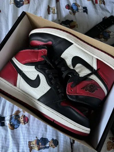 Pre-owned Jordan Nike Jordan 1 Bred Toe Shoes In Black