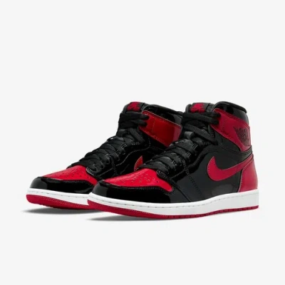 Pre-owned Jordan Nike  1 Retro High Og Patent Bred Shoes Black Varsity Red (555088-063)