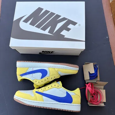Pre-owned Jordan Nike Jordan 1 Retro Low Og Sp X Travis Scott Canary Sneakers In Yellow