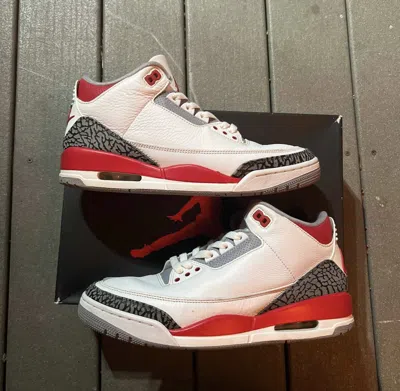 Pre-owned Jordan Nike Jordan 3 Fire Red 2022 Shoes In White