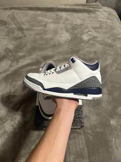 Pre-owned Jordan Nike Jordan 3 Midnight Navy Worn 1x Shoes In Blue