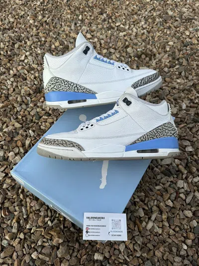 Pre-owned Jordan Nike Jordan 3 Unc Shoes In White
