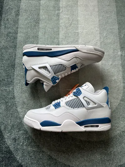 Pre-owned Jordan Nike Jordan 4 Military Blue 2024 Shoes In White
