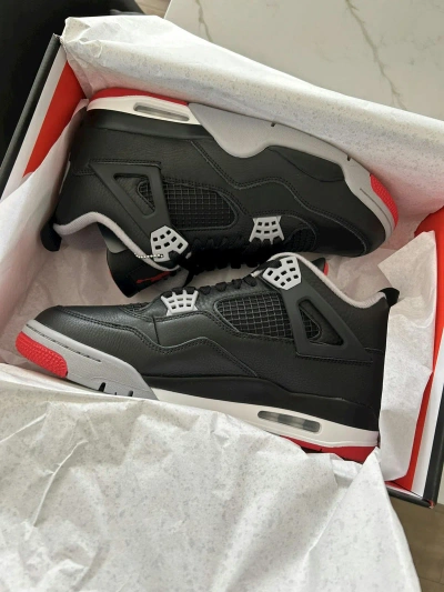 Pre-owned Jordan Nike Jordan 4 Retro Bred Reimagined Size 10 Shoes In Black