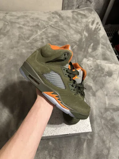 Pre-owned Jordan Nike Jordan 5 Shoes In Olive