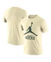 Jordan Nike Men's Cream Milwaukee Bucks Essential Jumpman T-shirt In Cream